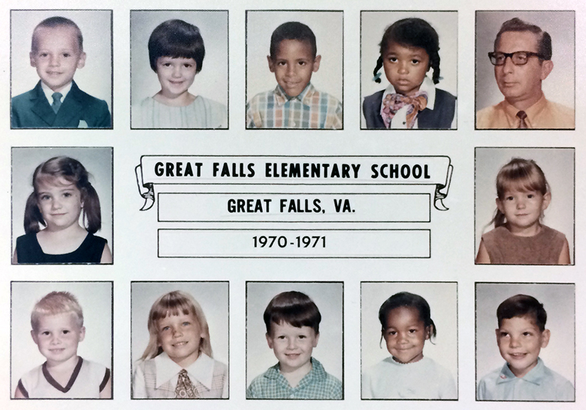 Picture of a class photograph sheet from the 1970 to 1971 school year showing an unspecified pre-school class. The sheet consists of individual head-and-shoulders portraits of students arranged in rows similar to a yearbook page. The photographs are in color. There are no printed names for the students. 11 children and one adult are shown.