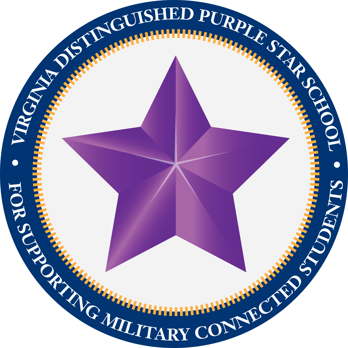 Virginia Distinguished Purple Star School, for supporting military connected students